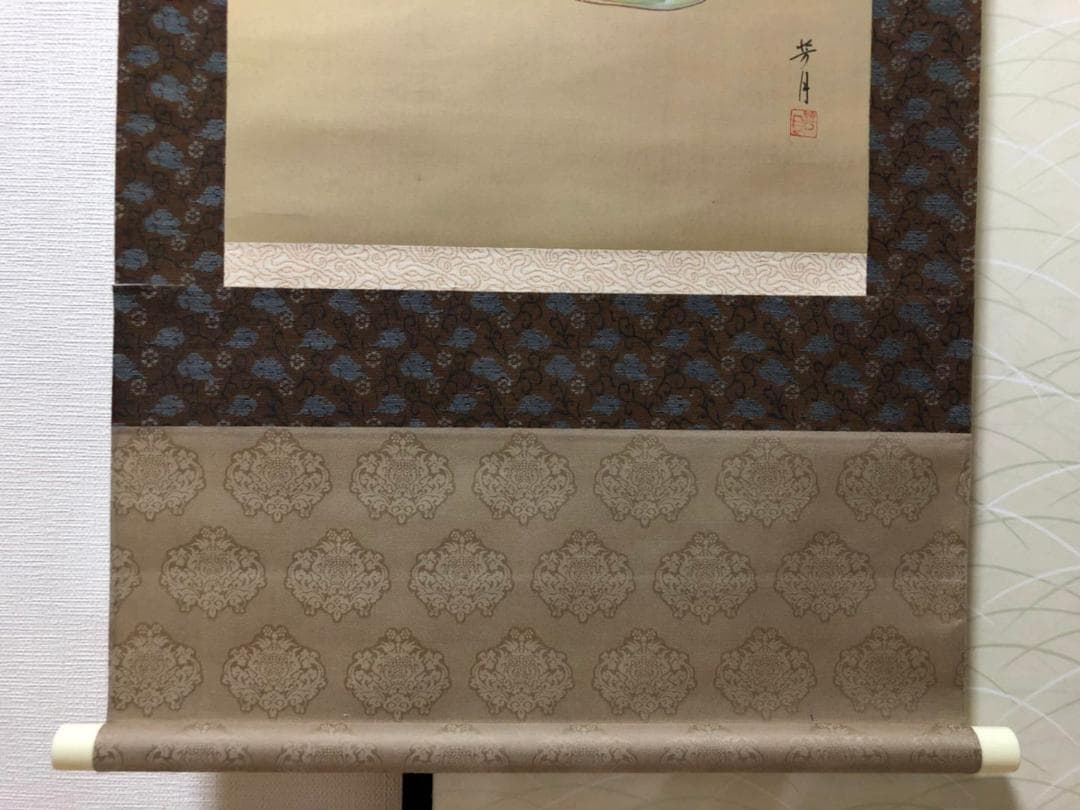 掛軸 山口芳月『序の舞 美人図』日本画 絹本 肉筆 合箱付 掛け軸 k07214