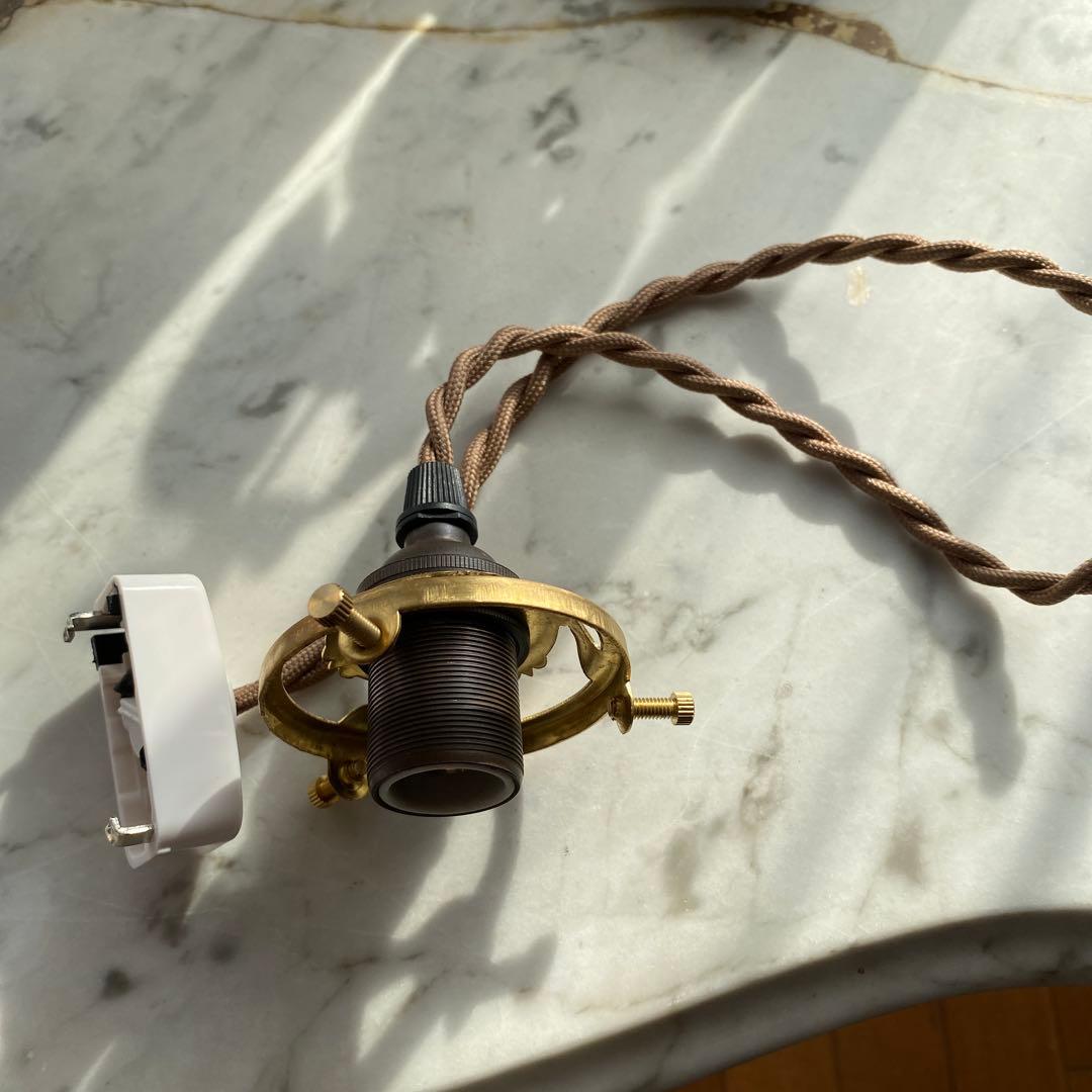 英国　アンティーク　エッチング　　ボタニカルな草花模様　ペンダント灯具