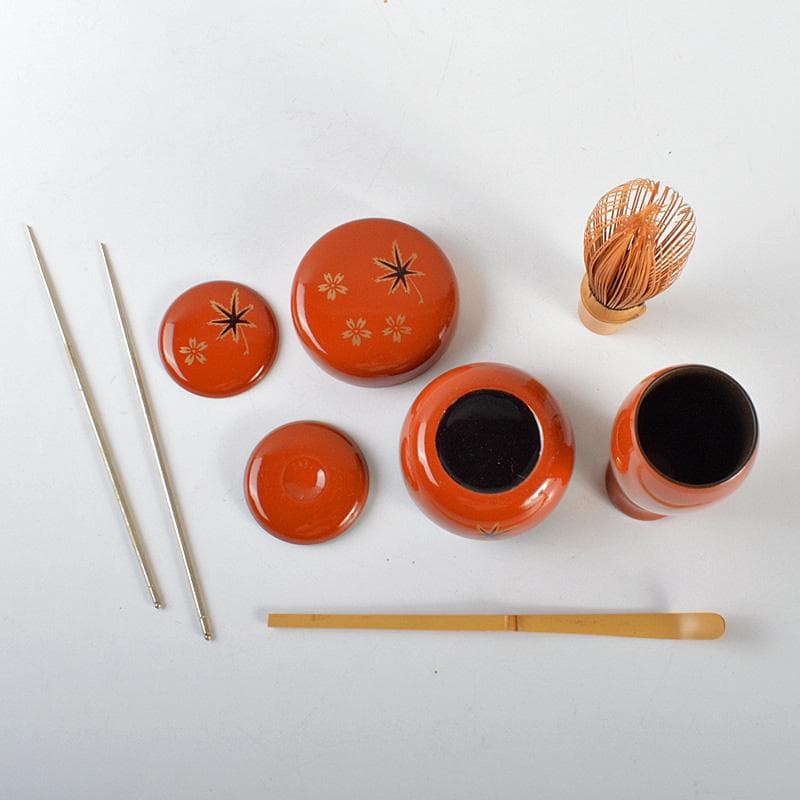 茶道具　面朱茶箱　茶碗　棗など　九点　一式　V　R6607