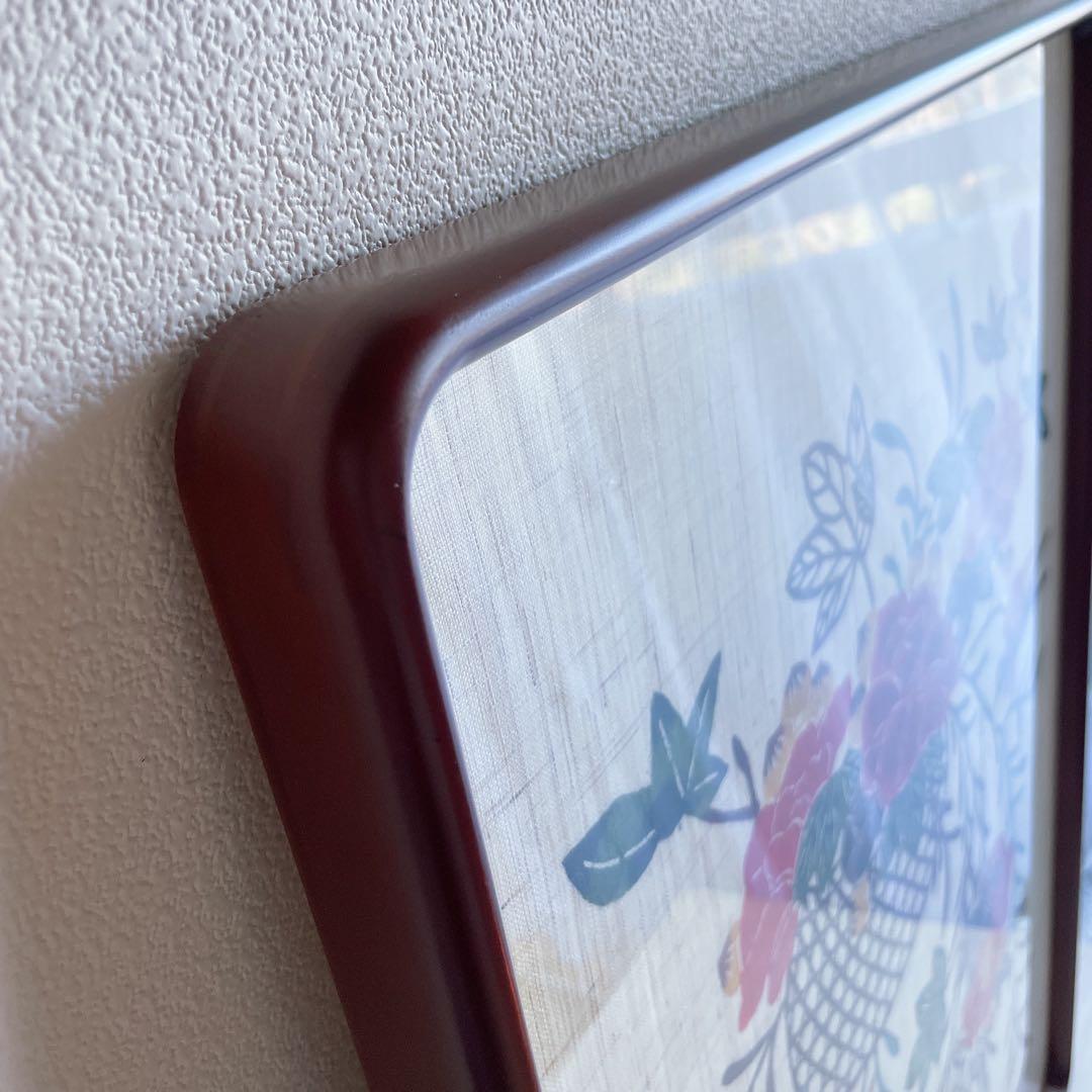 琉球紅型 びんがた 額入り 花籠と燕 沖縄 染物 インテリア