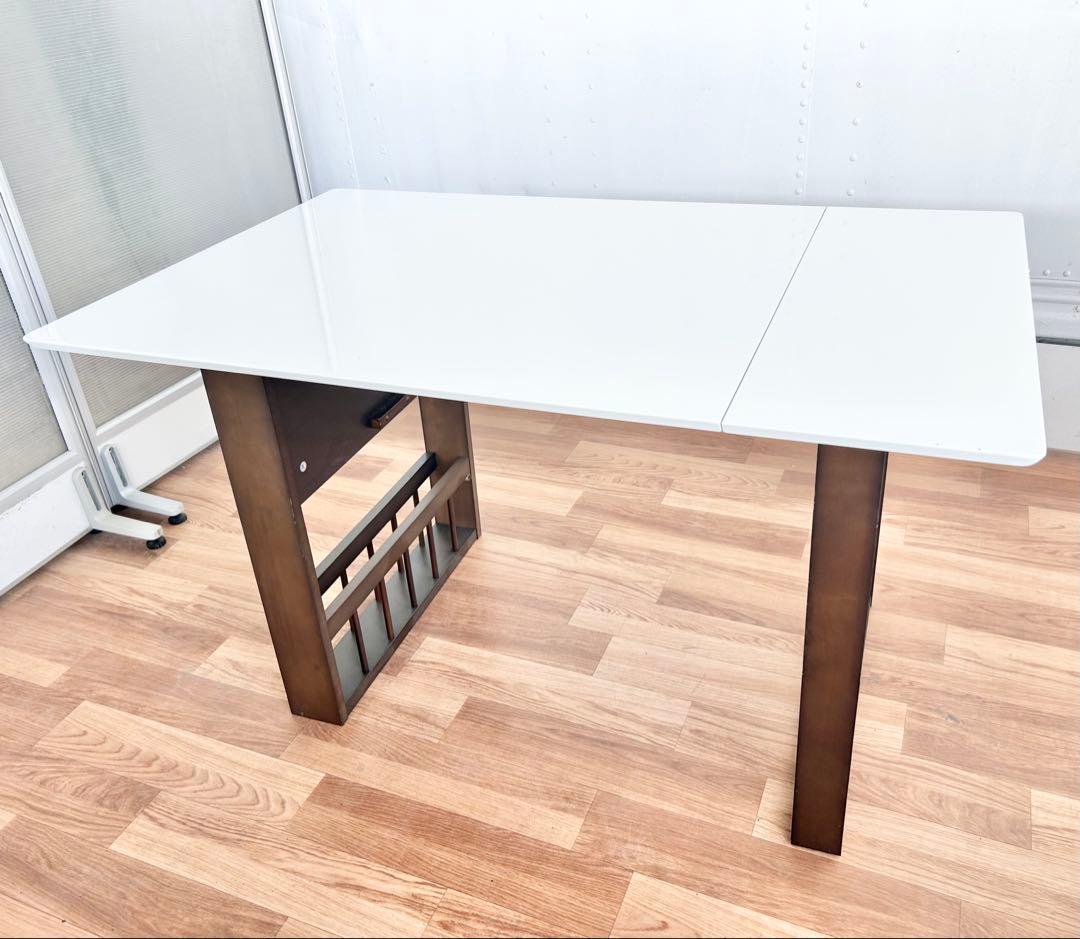 K.ダイニングテーブル　机　折りたたみ　白　ホワイト　黒