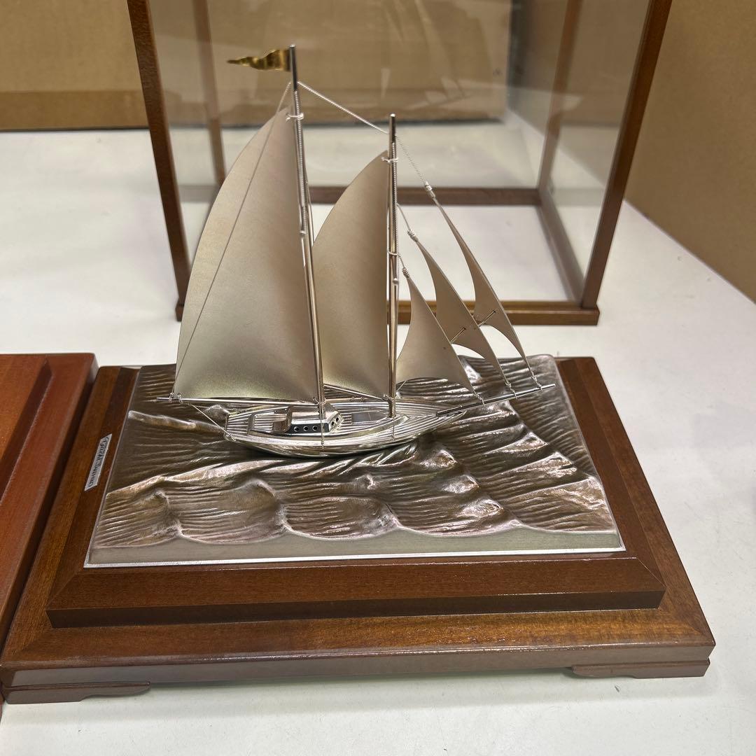 5795関武比古作 銀細工 ヨット 帆船 2隻 TAKEHIKO SILVER