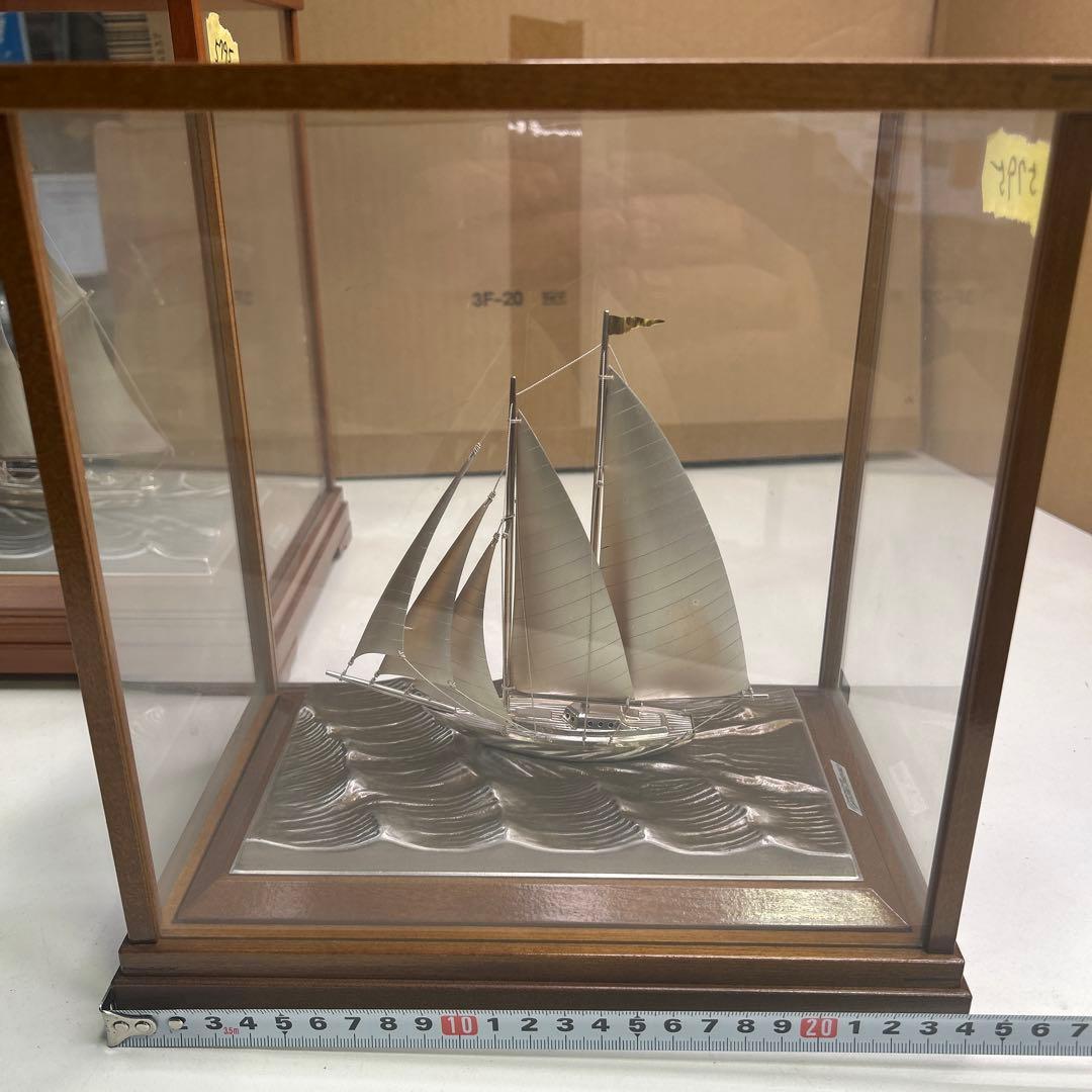 5795関武比古作 銀細工 ヨット 帆船 2隻 TAKEHIKO SILVER