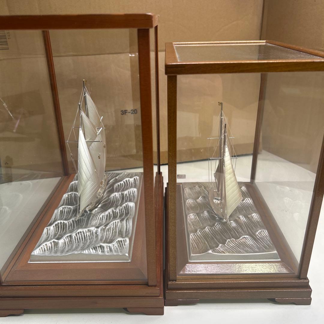 5795関武比古作 銀細工 ヨット 帆船 2隻 TAKEHIKO SILVER