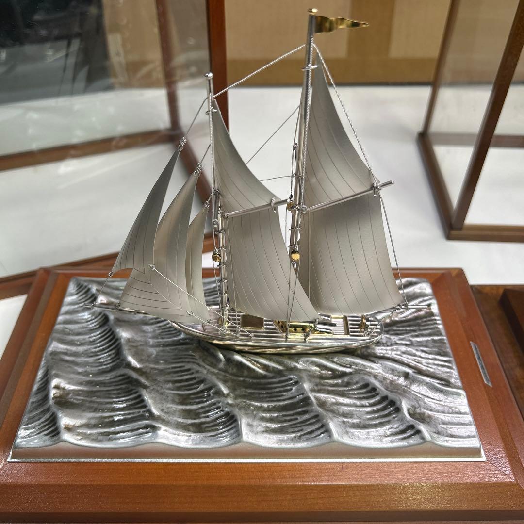 5795関武比古作 銀細工 ヨット 帆船 2隻 TAKEHIKO SILVER