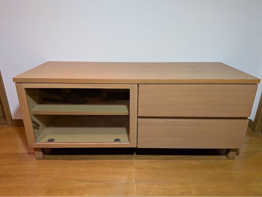 ■送料込■無印良品 木製テレビボード オーク材 110 収納棚 TV台家具 廃盤