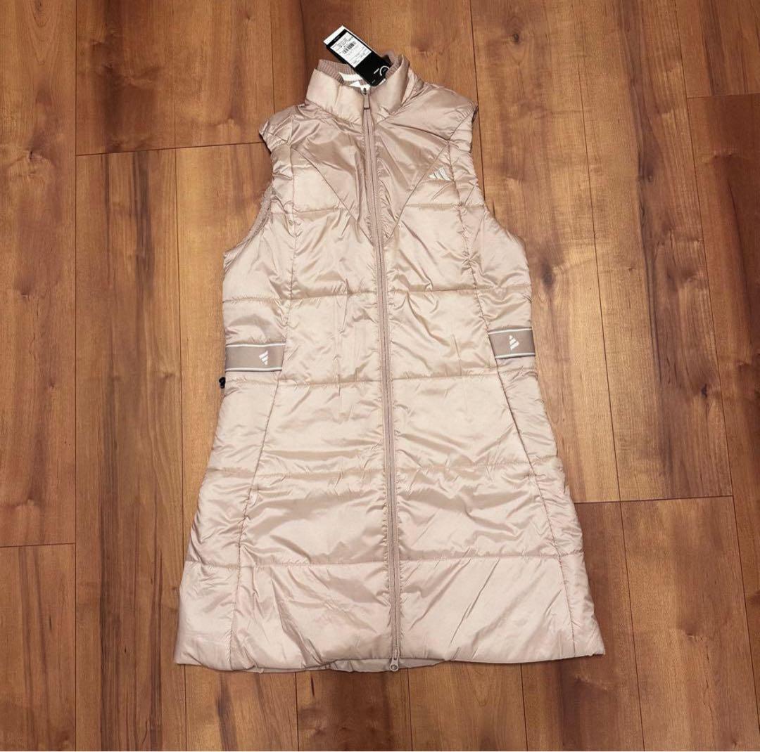 ベスト　ワンピース　ウエスト絞れます　秋冬　中綿　ジャケット　ベージュ　サイズL