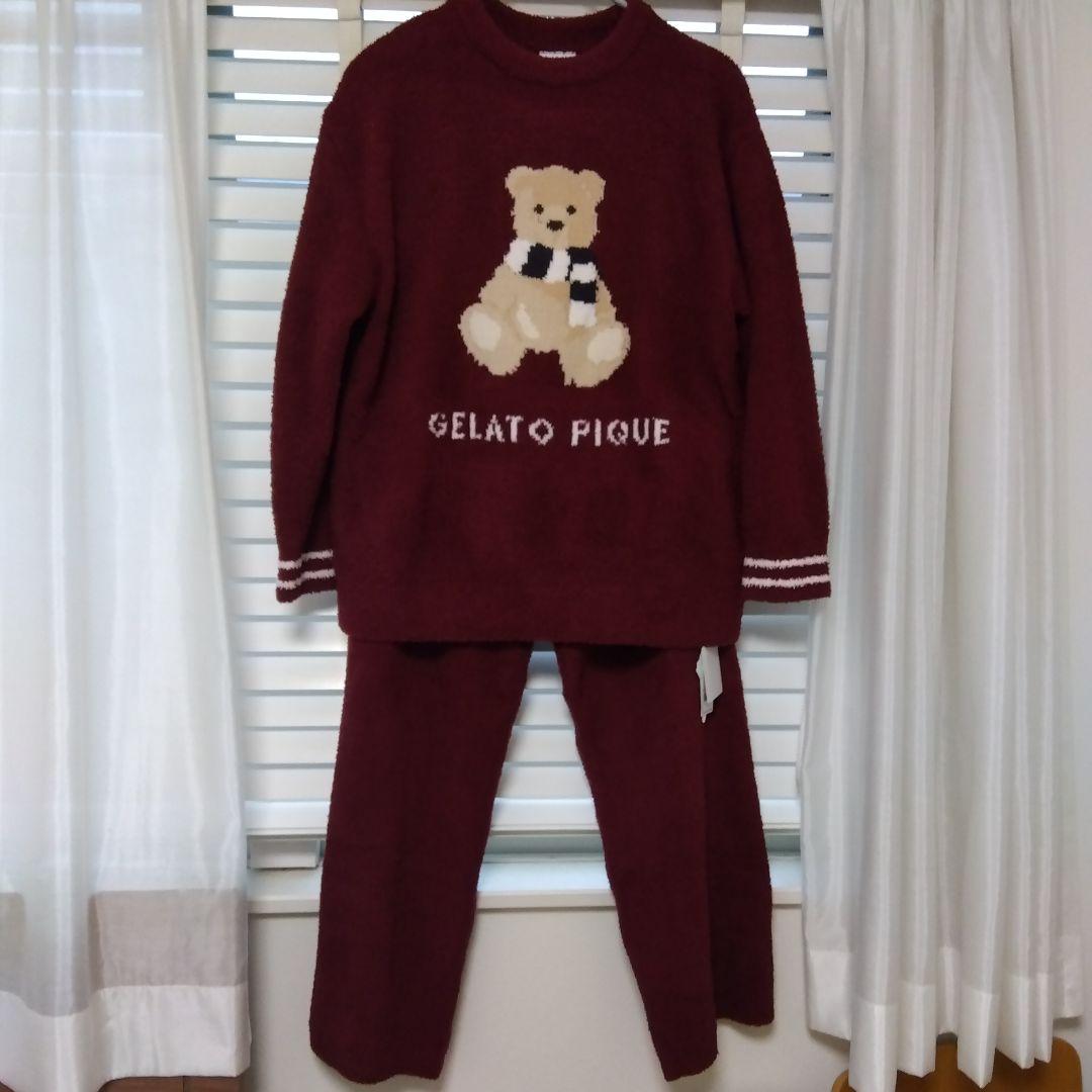 新品タグ付 ジェラート ピケ パウダー 　プルオーバー＆ロングPants くま