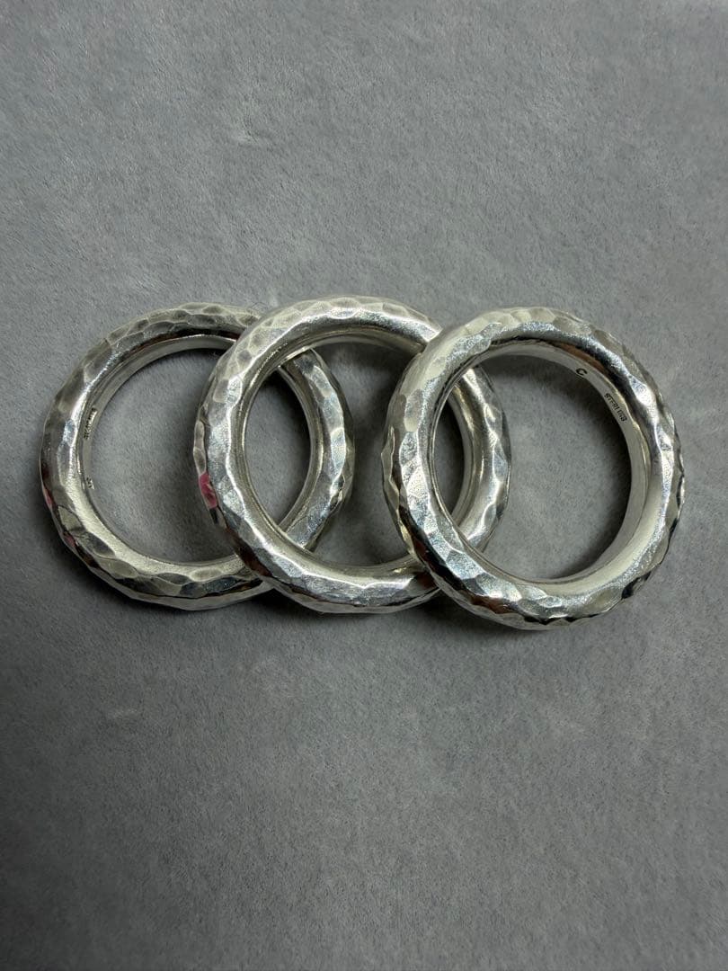 SV925 槌目鍛造3連リング