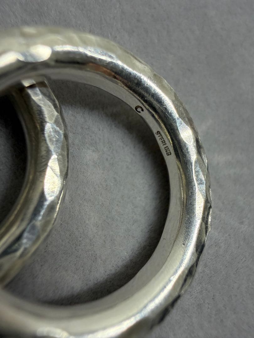 SV925 槌目鍛造3連リング