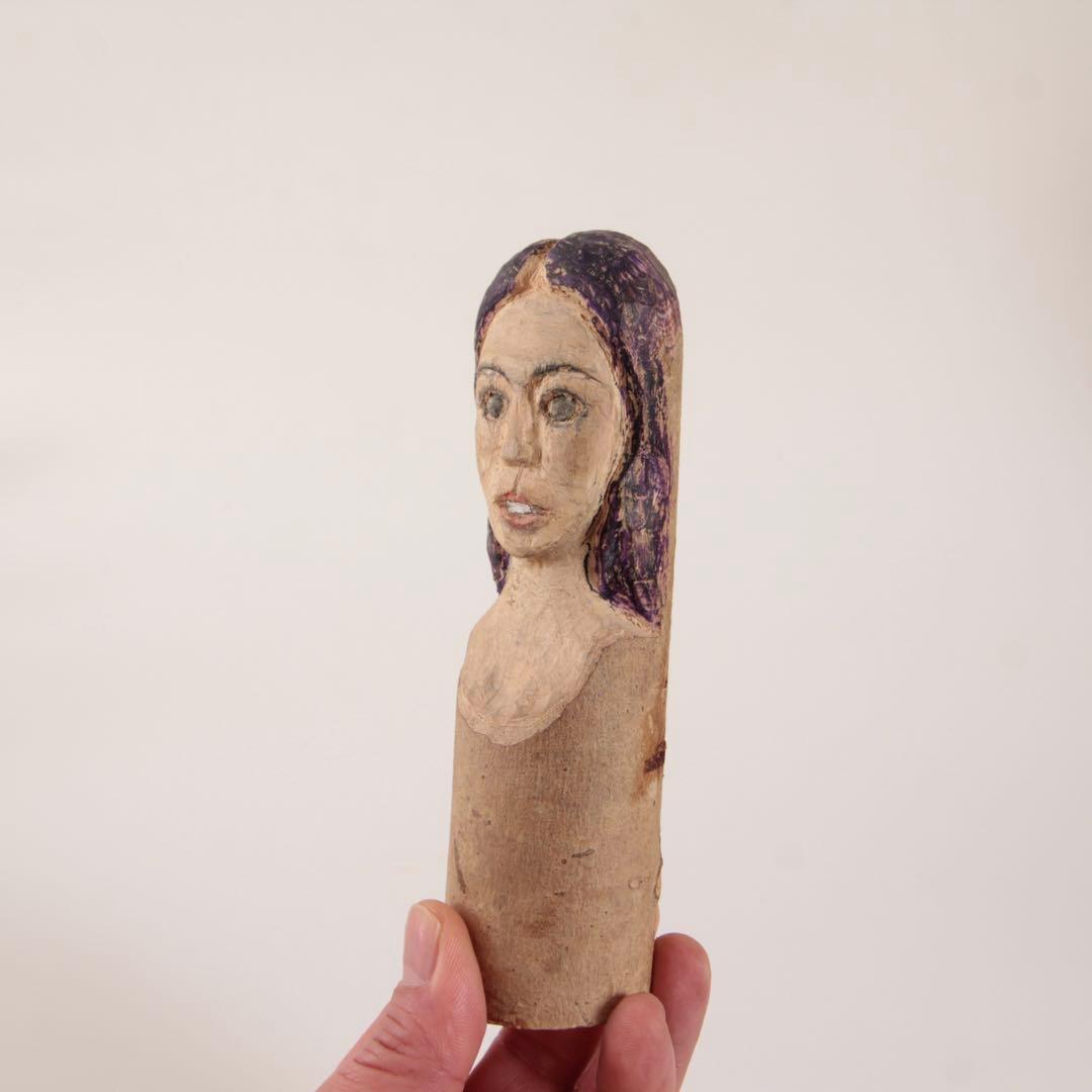 不思議な 木彫 人物像 No.3 古道具 アンティーク オブジェ