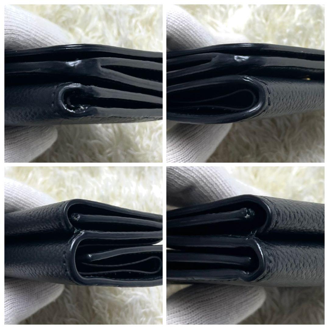 美品 バレンシアガ エブリデイ 三つ折り財布 コンパクト シボ皮 ブラック