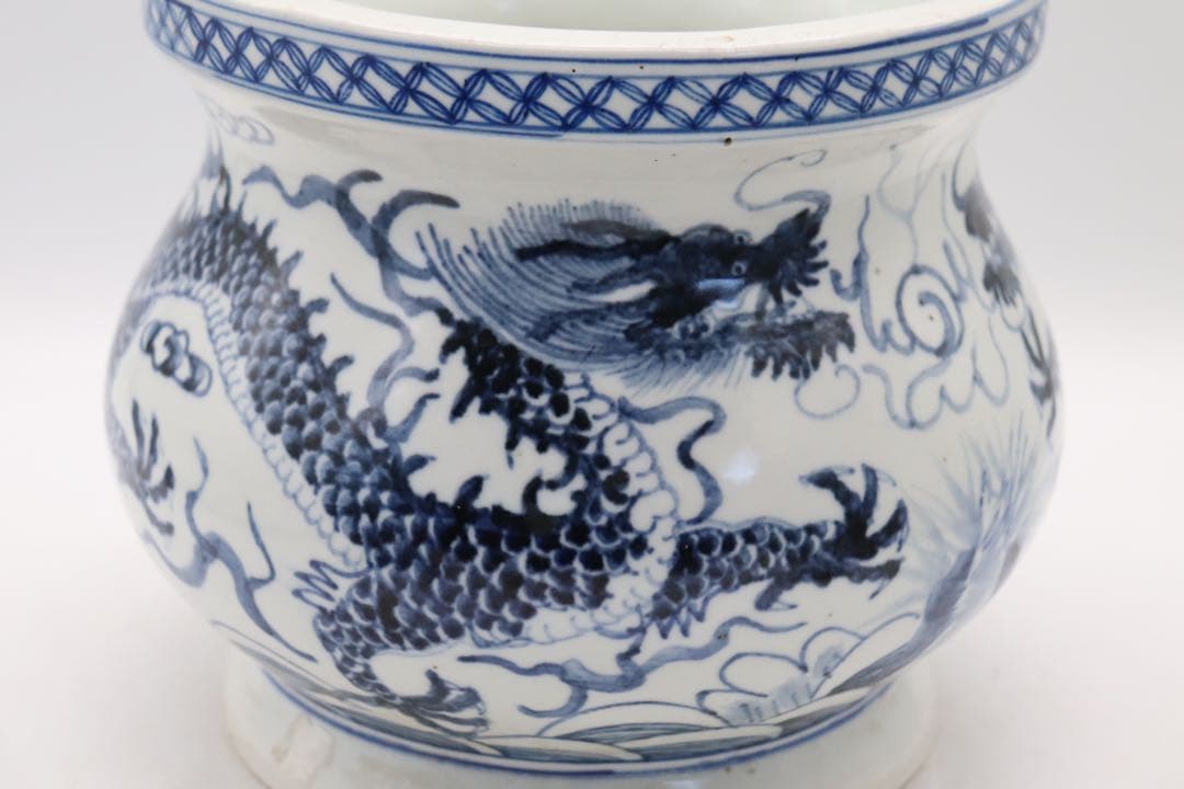 中国　染付　龍紋唾壺　送料込み250116