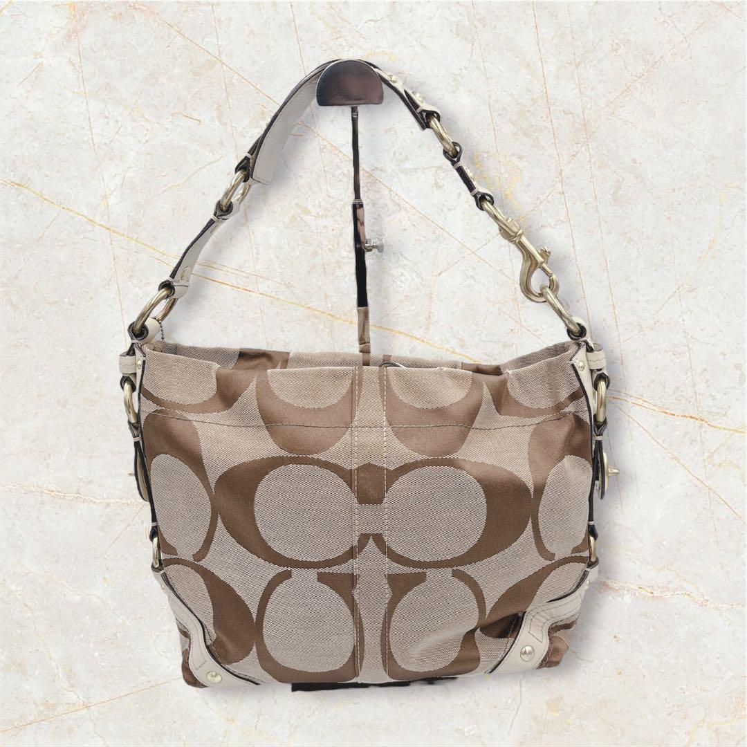 COACH シグネチャー ワンショルダーバッグ キャンバス　ターンロック