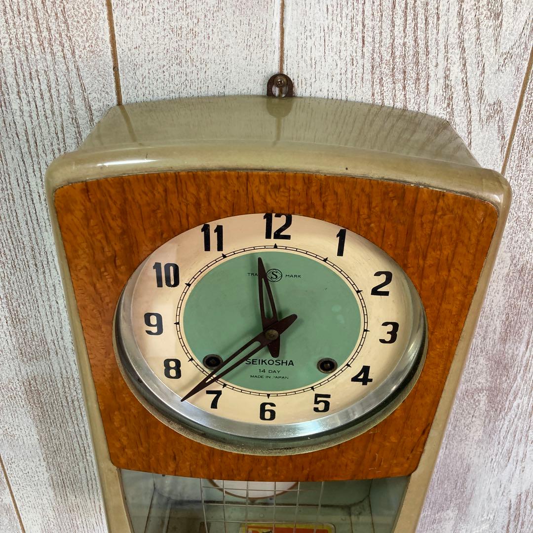 セイコー社 木製掛け時計 ガラスカバー付き　ビンテージ中古品　昭和30年代製