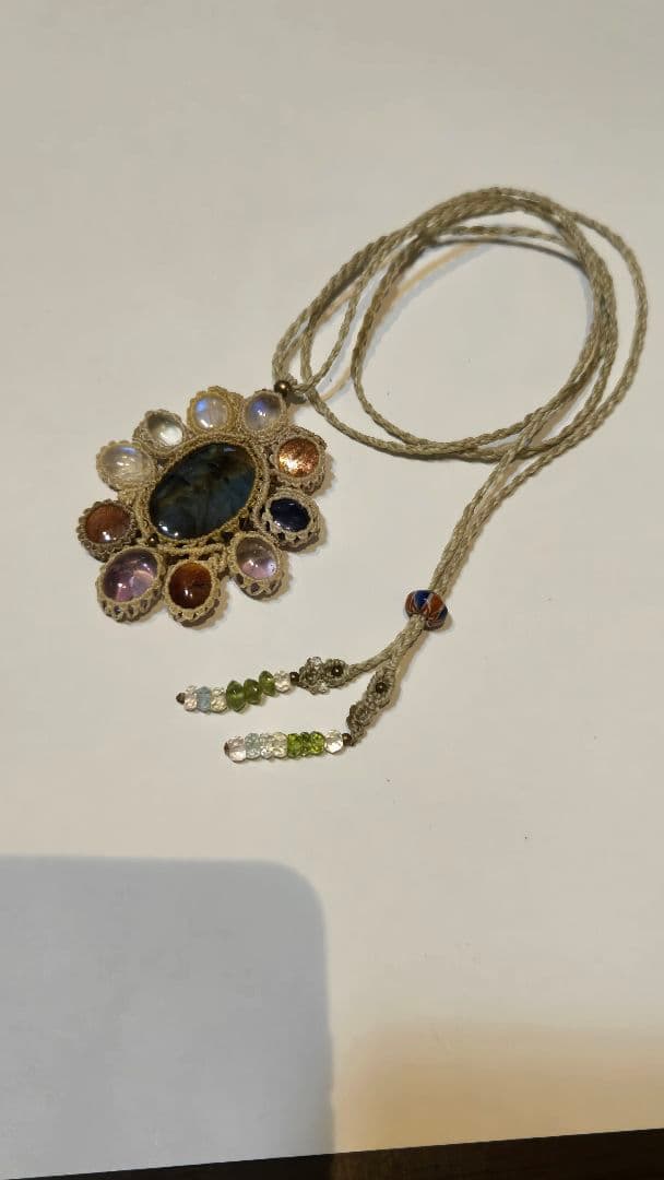 天然石 マクラメ編みネックレス