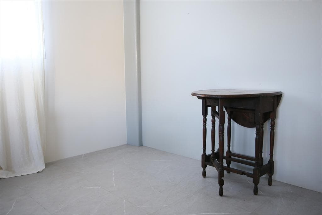 英国アンティーク木製ゲートレッグテーブル/ダイニング机バタフライ(92-120)