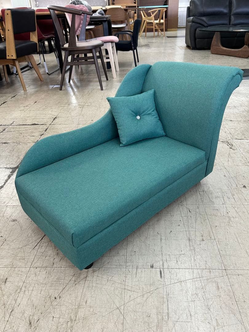 キッズ、ペット用片側アームソファ　アクアブルー