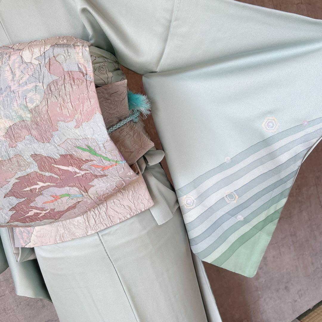 訪問着　フルセット　正絹　付け下げ　着物　海　泡　千地泰弘　作家物　A0