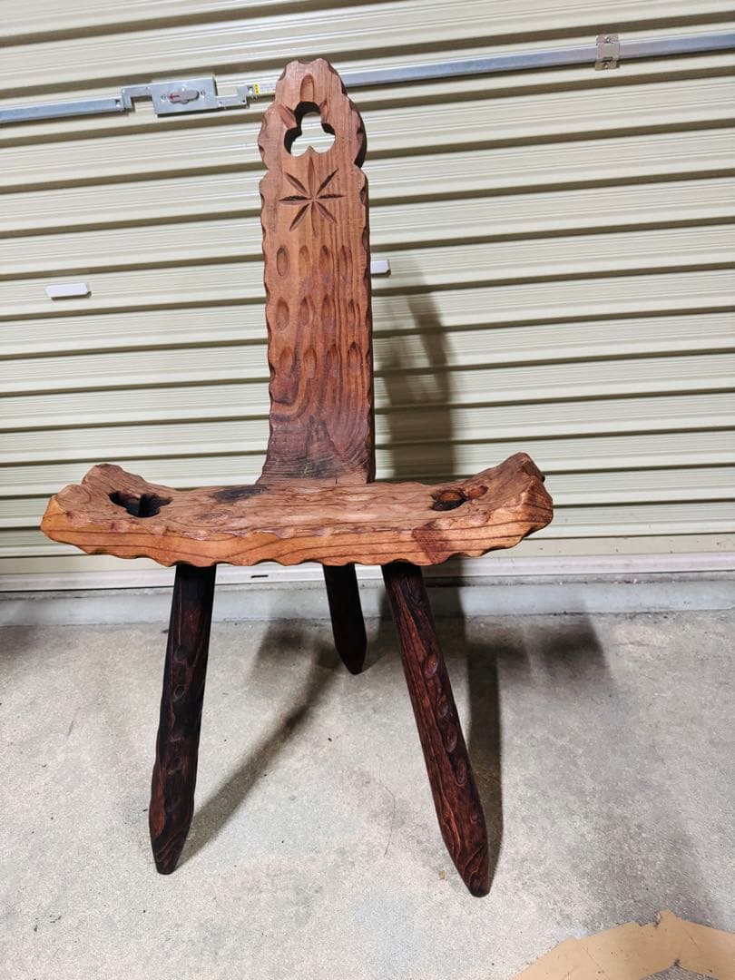 スペイン製 シェファードチェア 木彫り 木製 シェファードスツール 飾り 椅子