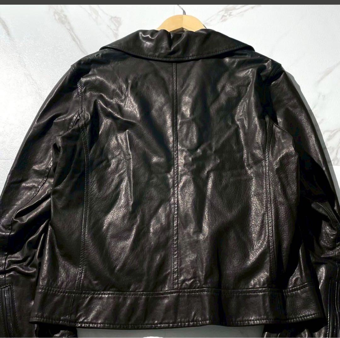 極美品◆エンメティ レザー シングルライダース ジャケット シープスキン XL