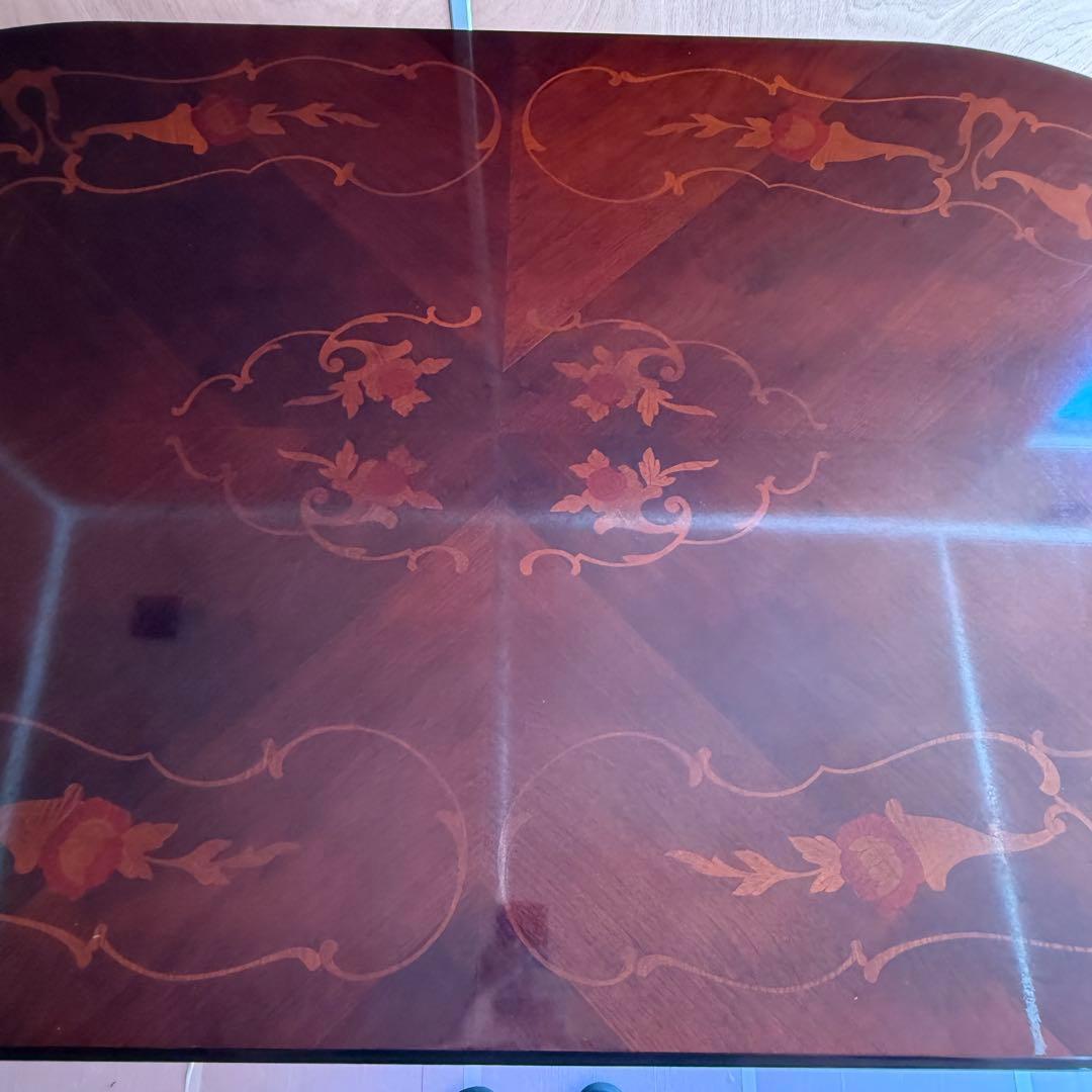 イタリア製 象嵌 猫脚ダイニングテーブル 楕円　約198cm