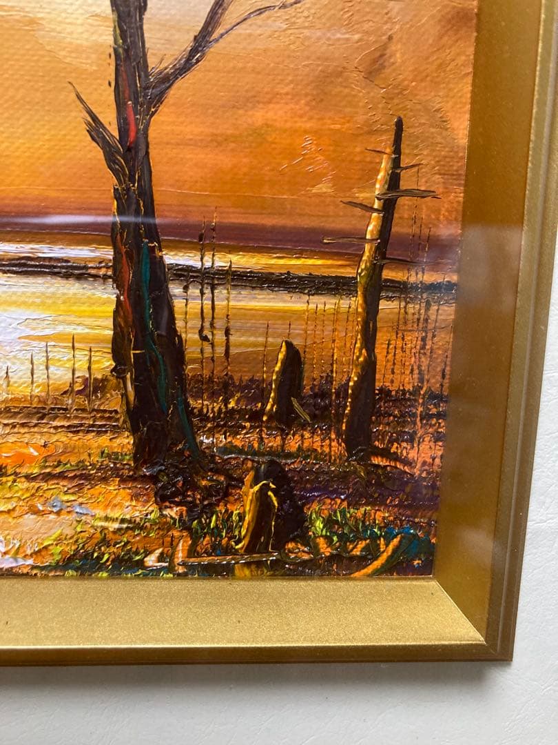 油彩　油絵　風景画　<桜木稔> 直筆サイン　裏書あり　箱あり　ＳＭ号