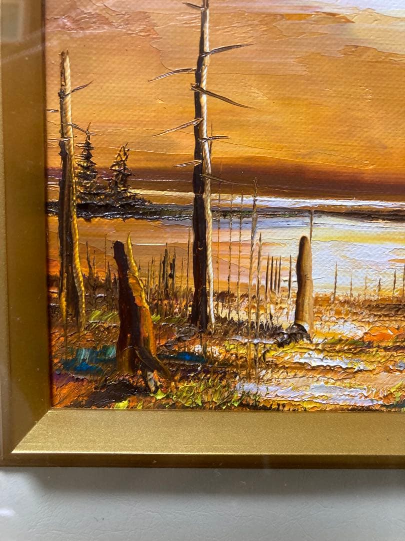 油彩　油絵　風景画　<桜木稔> 直筆サイン　裏書あり　箱あり　ＳＭ号