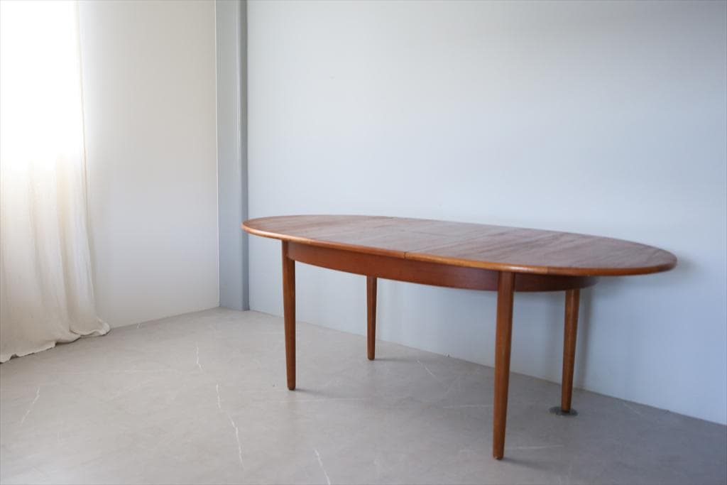 英国アンティークチーク古木オーバルテーブル/伸張式木製ダイニング机(89-158