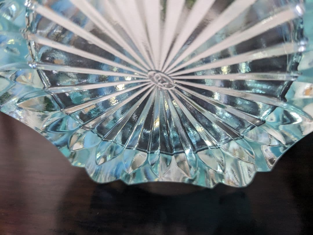 フェントン　ブルーオパルセントガラス　取って付き　お菓子入れ　小物入れ