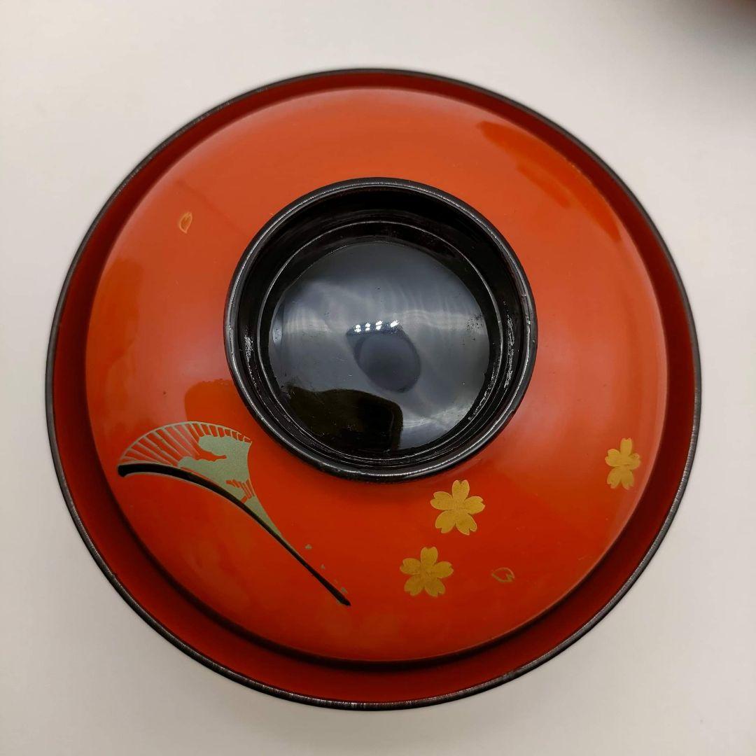 ① 會津塗 塗師 渡部喜三郎 本漆 蓋付き椀 堅地仕上 骨董 フォロー割