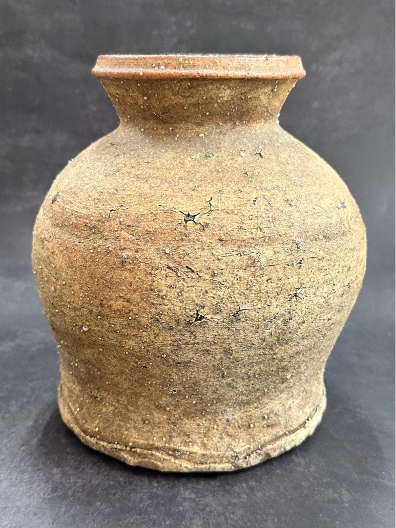 【⭐️蔵出し❣️貴重⭐️】信楽焼　蹲(うずくまる)　壺•花入　古格抜群　古作