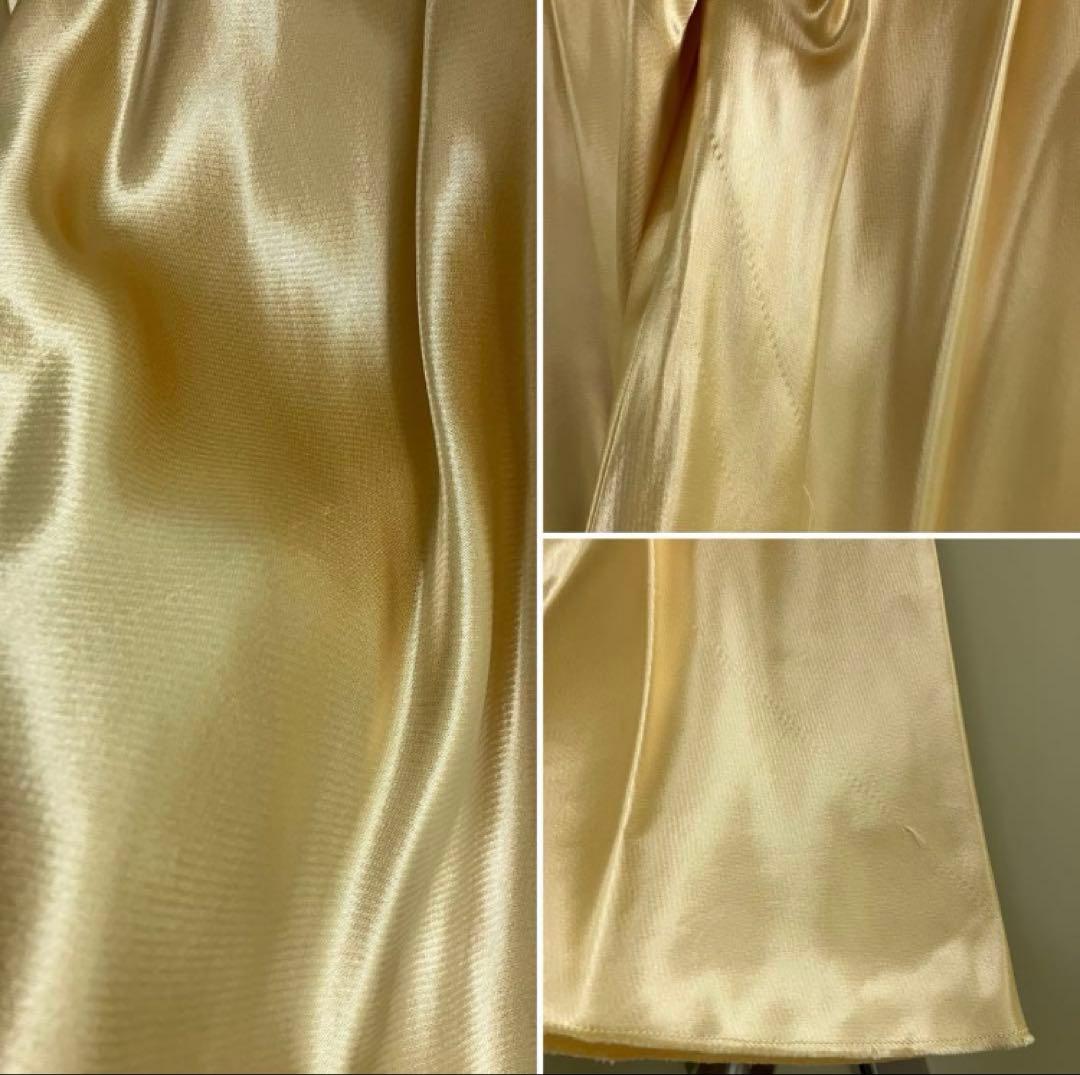 【KHAITE】yellow-GOLD サテン クロップド ワイド パンツ