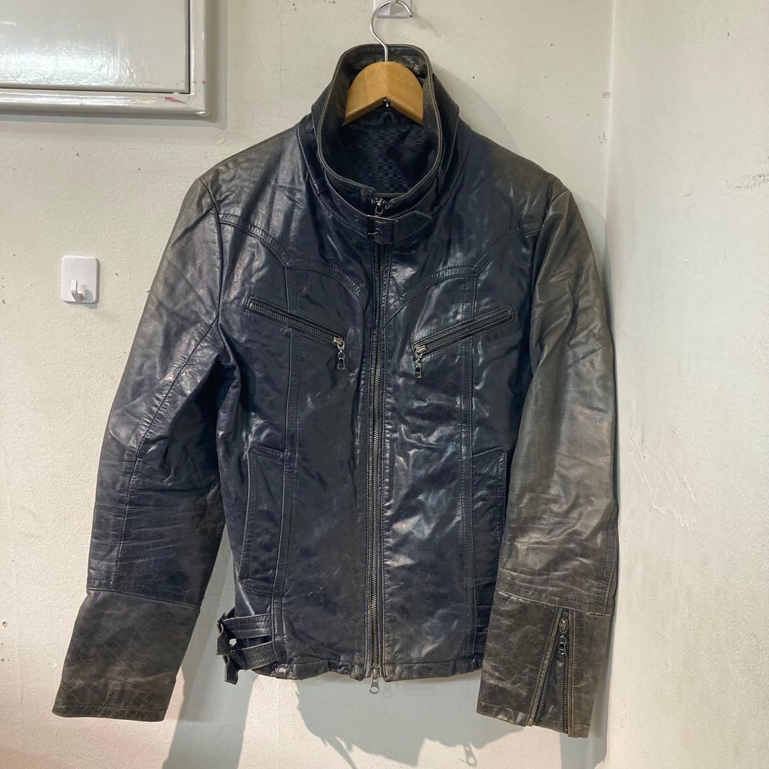 y2k グランジ　TORNADO MART ライダース　レザー　サイズL D7