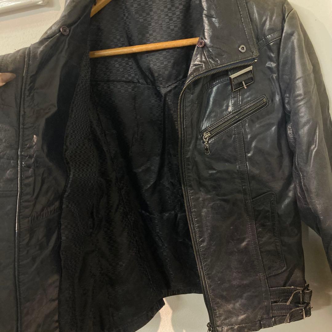 y2k グランジ　TORNADO MART ライダース　レザー　サイズL D7