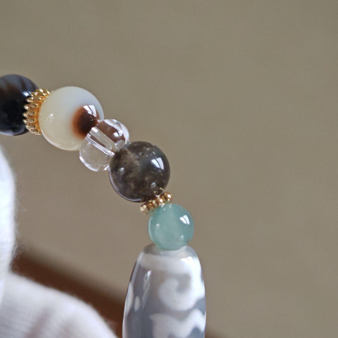 専用です♡レアバイカラー水蓮花天珠、黒蝶貝、白蝶貝、グアテマラ産翡翠、スキャポラ