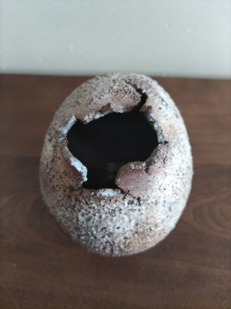 花器　信楽焼 　恐竜のたまご