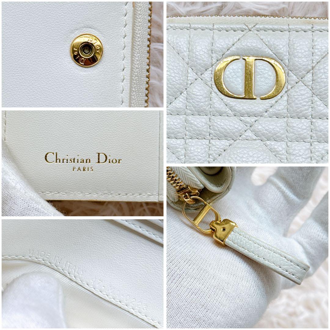 極美品✨ディオール カナージュ カロ キルティング 二つ折り財布 アイボリー