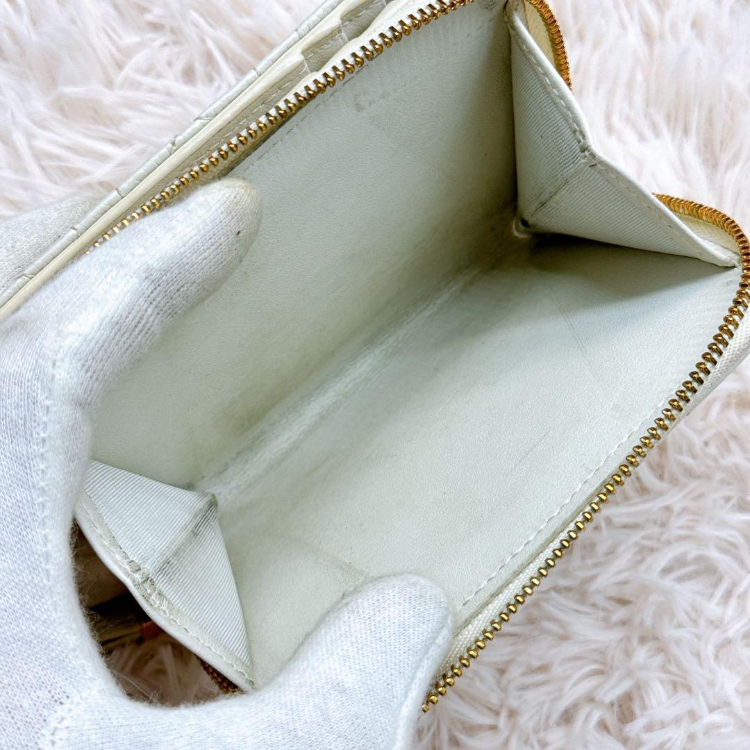 極美品✨ディオール カナージュ カロ キルティング 二つ折り財布 アイボリー