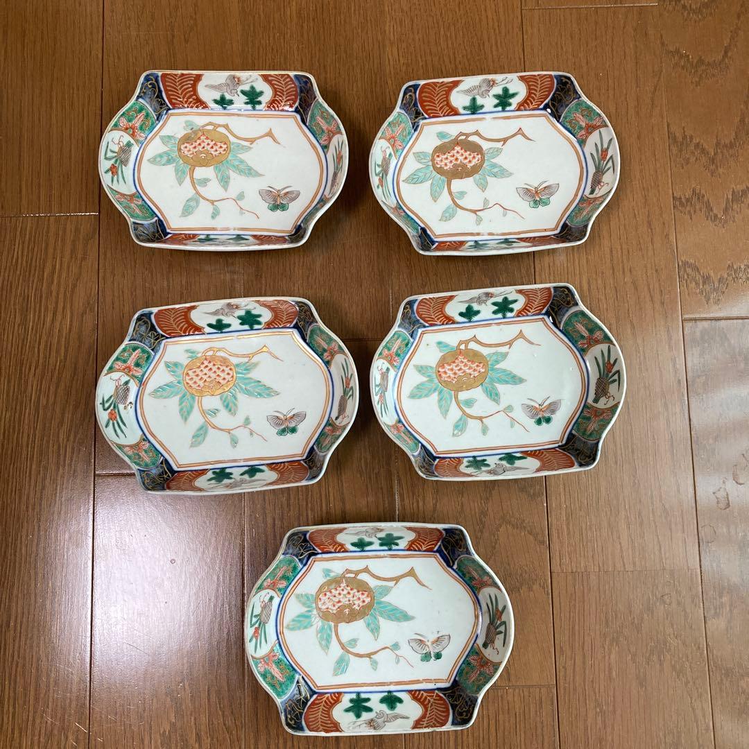 古伊万里 変形 刺身金彩 錦手 菱形 向付