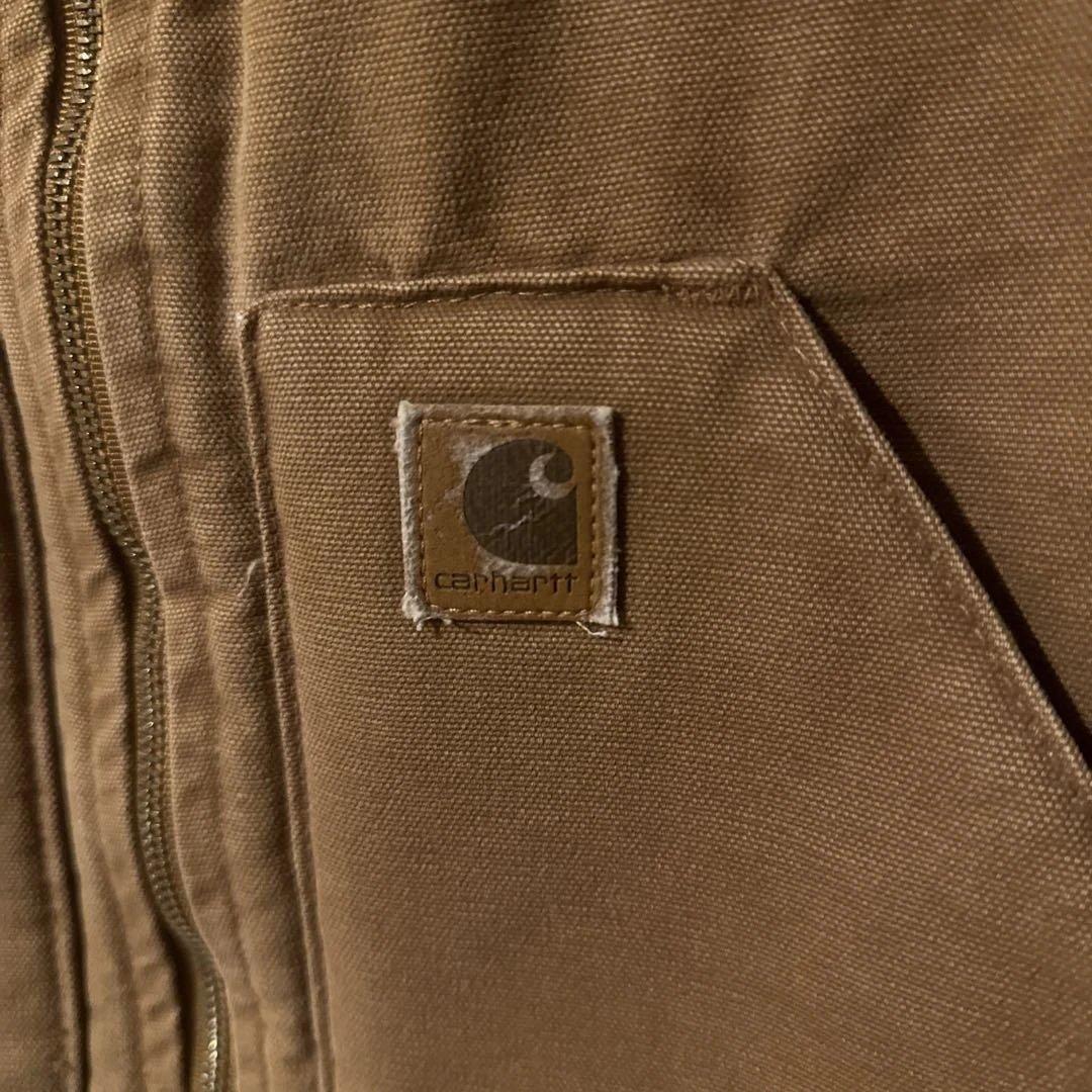 カーハート　ベスト　革タグ　ダック　ブラウン　usa