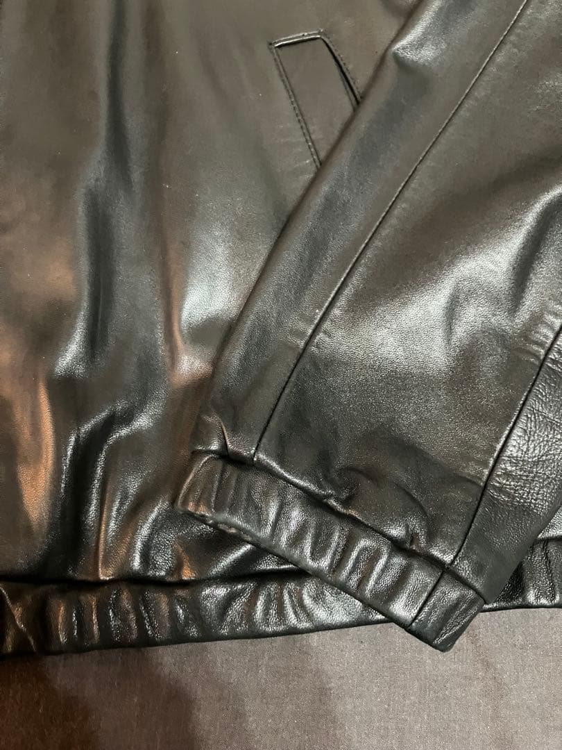 希少 Polo Ralph Lauren 刺繍 レザージャケット オールブラック