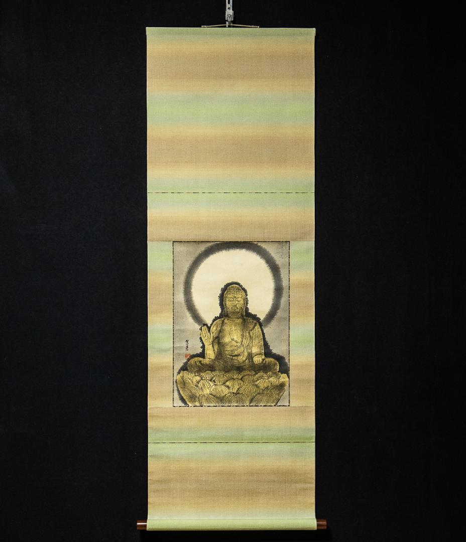 掛軸-953　杉山翠芳　釈迦如来　共箱  仏教美術