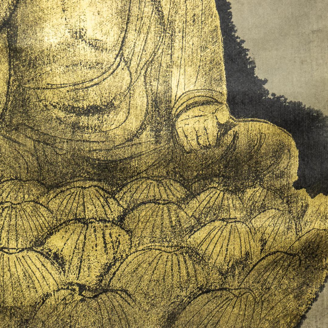 掛軸-953　杉山翠芳　釈迦如来　共箱  仏教美術