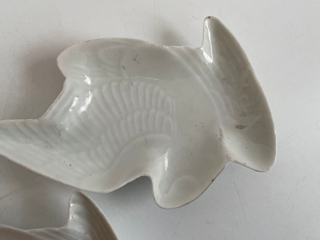 骨董　アンティーク　古伊万里　白磁　鳥形　小皿　変形皿　小鳥　白磁皿　5枚