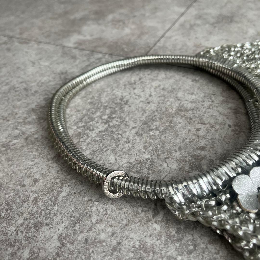 ANTEPRIMA ワイヤーバッグ ハンドバッグ シルバー　フラワービジュー