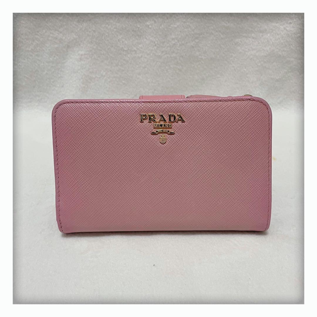 ✨美品✨ PRADA プラダ サフィアーノ 二つ折り財布 ライトピンク