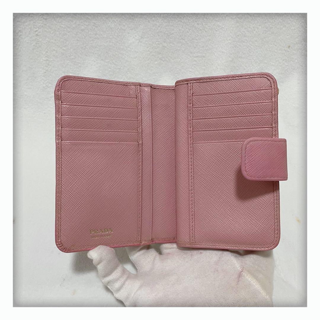 ✨美品✨ PRADA プラダ サフィアーノ 二つ折り財布 ライトピンク