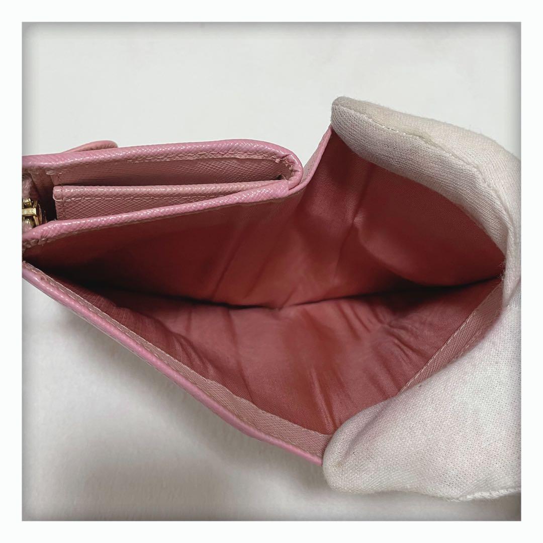 ✨美品✨ PRADA プラダ サフィアーノ 二つ折り財布 ライトピンク