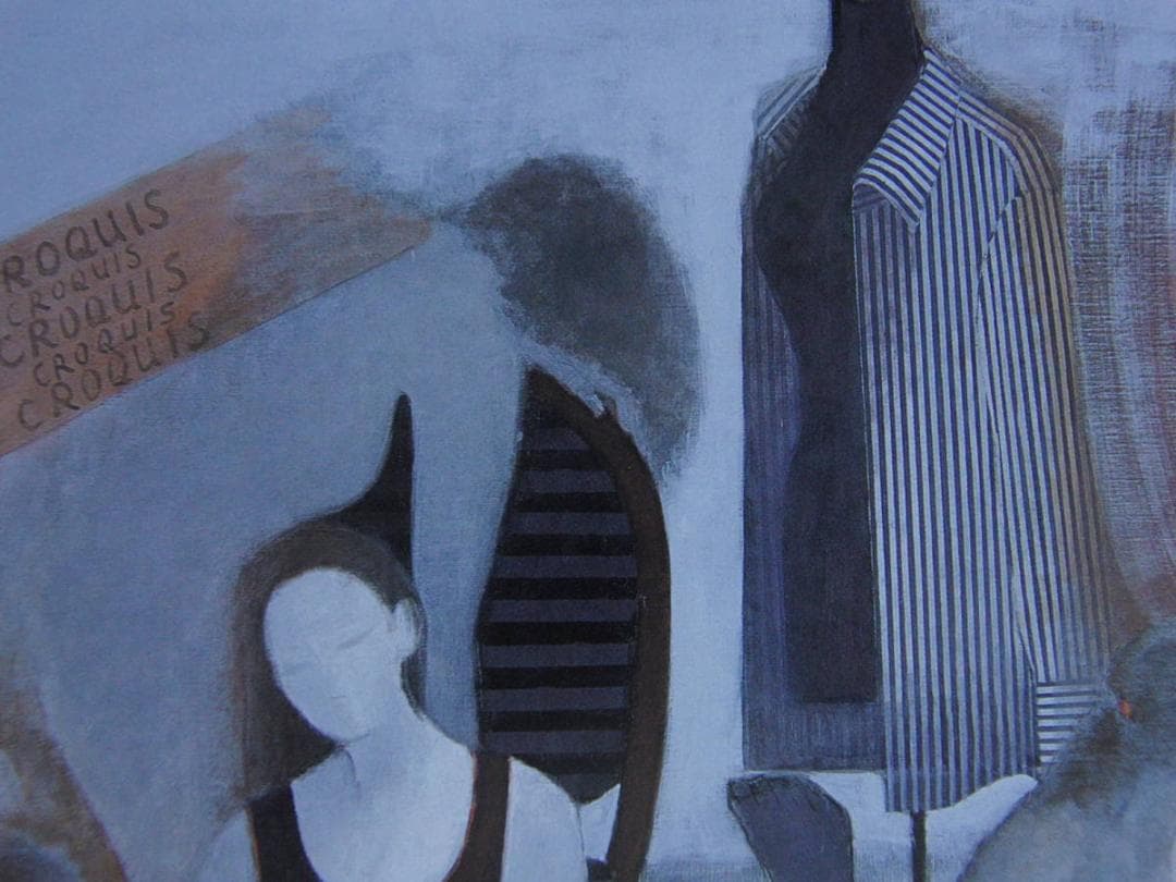 沖口智恵子、【クロッキー】、希少な額装用画集より、新品額装付